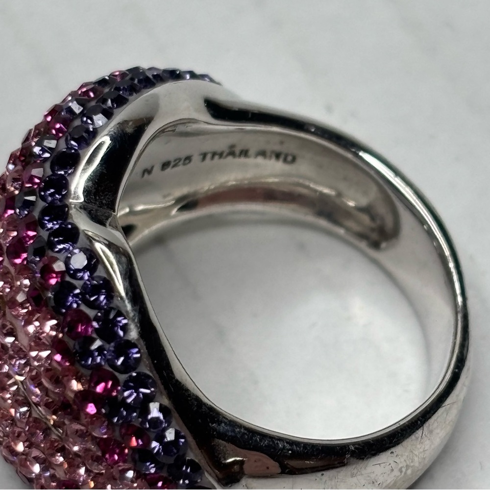 Price is firm Sterling Silver Ombré Pave Lips Cocktail Ring Size 8 - Picture 7 of 7